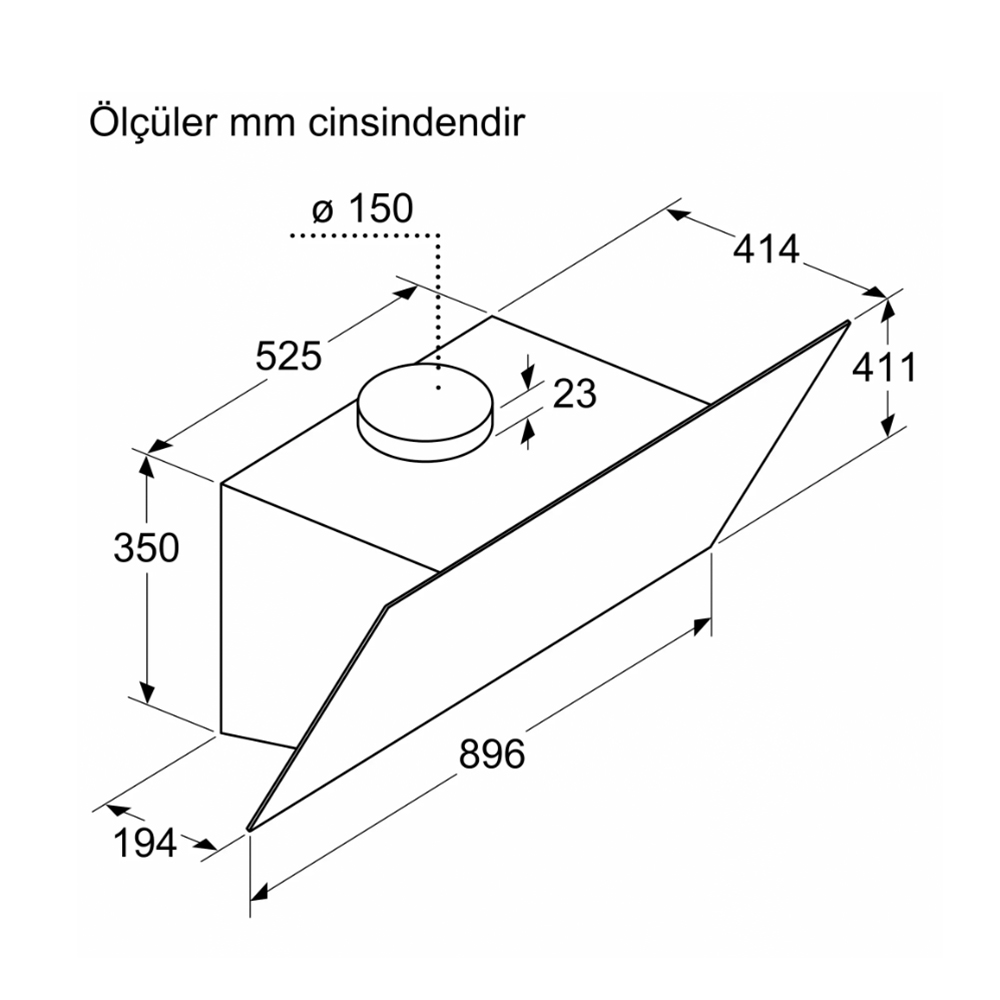 Serie 6 Duvar Tipi Davlumbaz 90 cm , Gri - Görsel 3